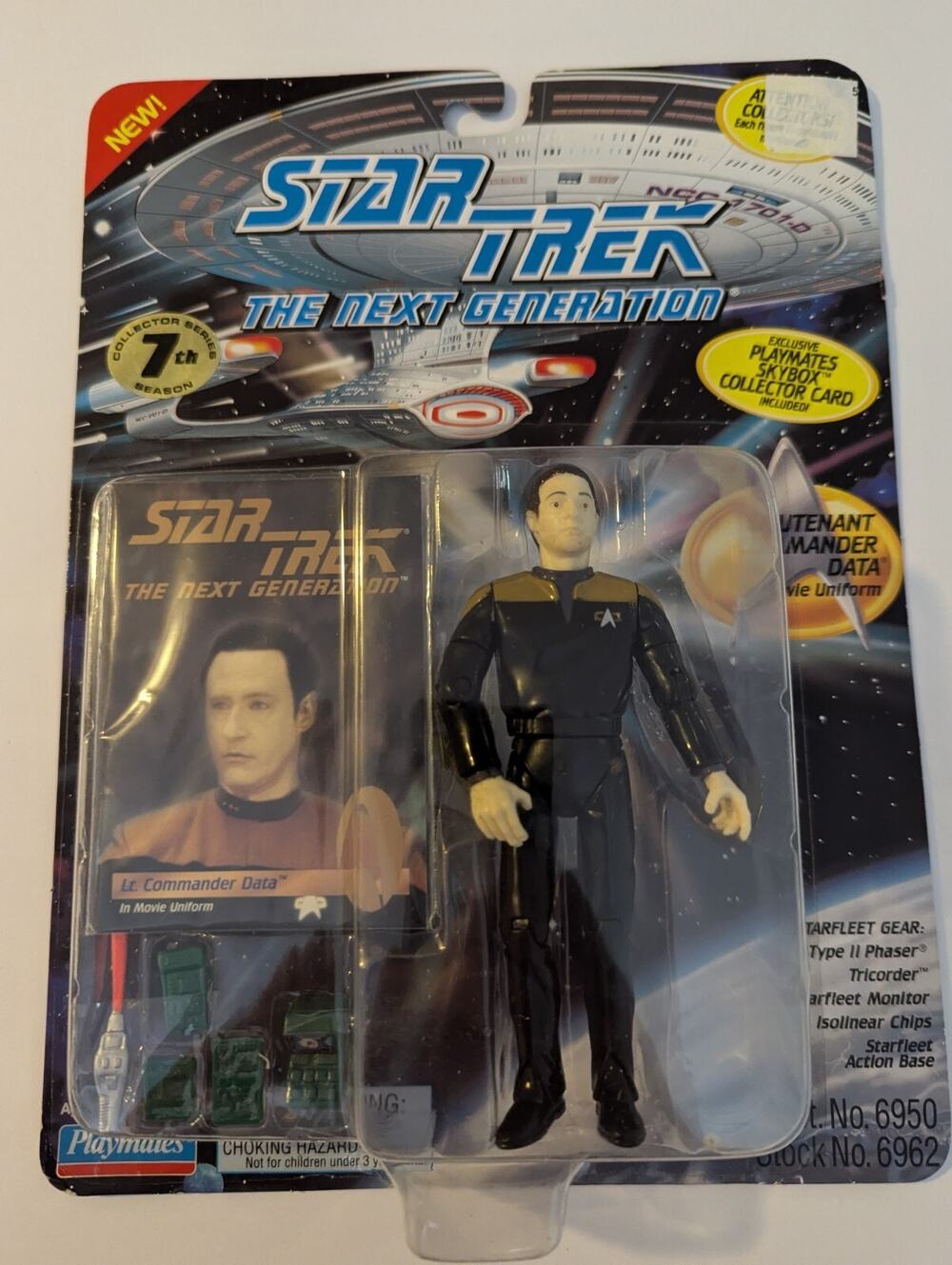 Star Trek Next Generation Data Action Figure Skybox Collector Card Playmates NIP
